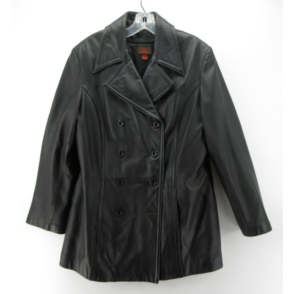 VINTAGE Danier Jacket Medium Leather Peacoat Double Breasted Y2K *
